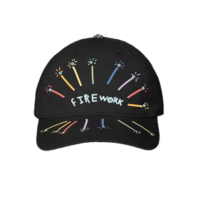 Black cap with colorful firework design and 'FIREWORK' text 